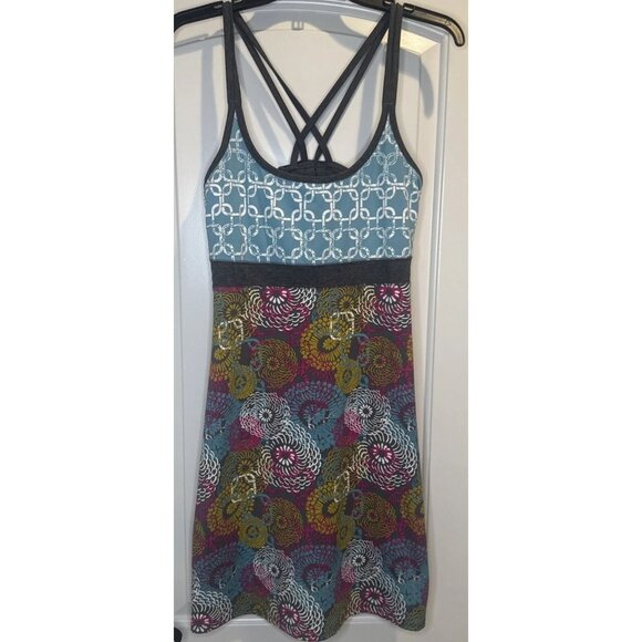 Soybu Dresses & Skirts - Soybu Multicolor Built In Bra Stretch Knit Active A-Line Strappy Tank Dress Sz L